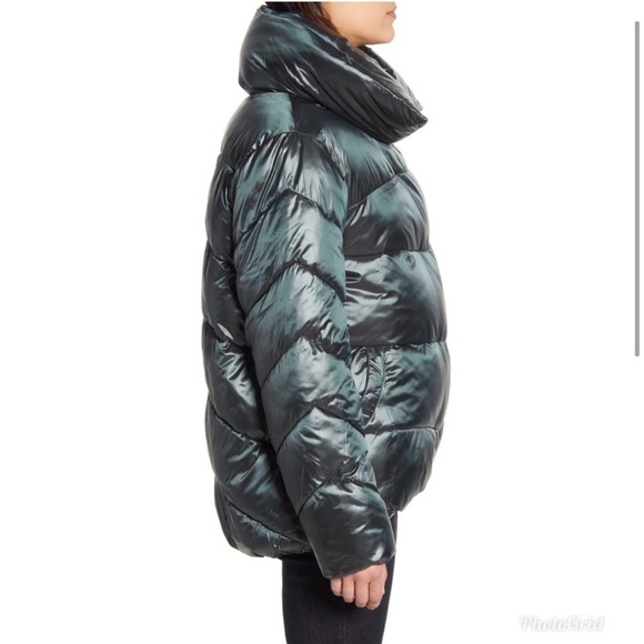 Rachel Parcell Puffer Jacket Quilted Green Botanical Medium - Picture 2 of 8